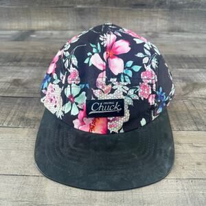 Vintage Chuck Original Floral Hat Adjustable Cap Flower Camper See Through Brim